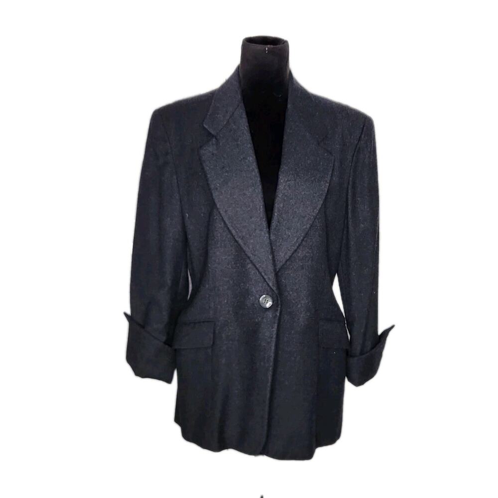 Gianfranco Ferre Gray Wool Short Coat One Button Women's Size 46 Italy Designer